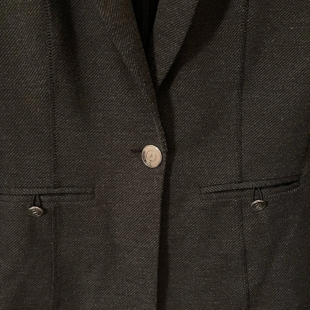 Armani Jeans Women’s Gray Black Herringbone One Button Two Pocket‎ Blazer Size S